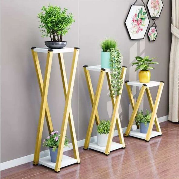X-shaped iron flower stand