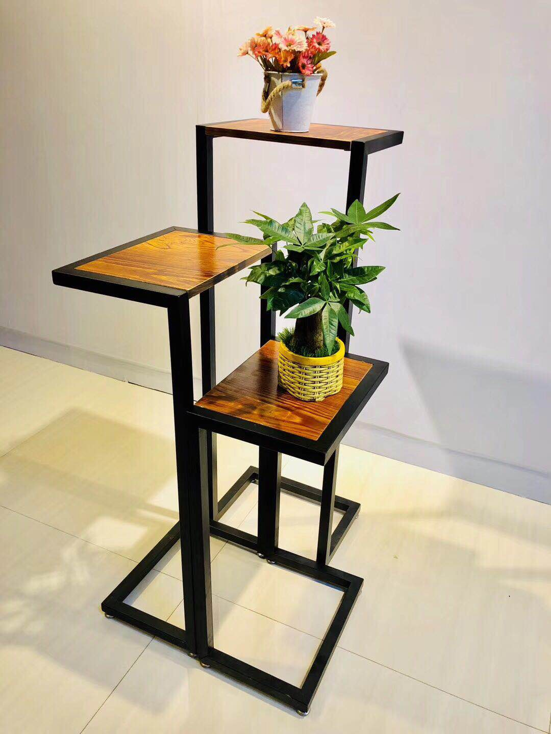 Solid wood retro high and low table with flowing water detail image 3