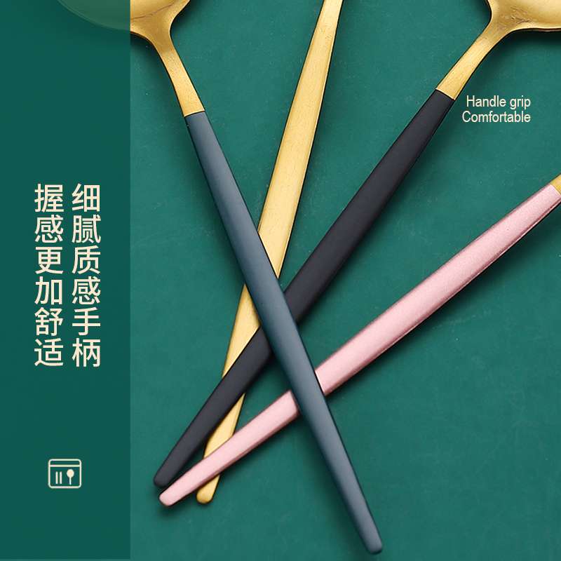 不锈钢家用小勺子网红勺子韩式长柄勺白底实物图