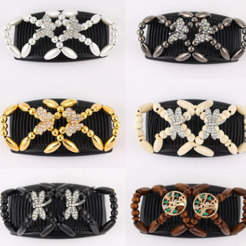 FLY32 Cross-border handcrafted beaded hair Comb is a bestseller, a fashionable and versatile magic hair accessory for women, and a double-row plug hair comb