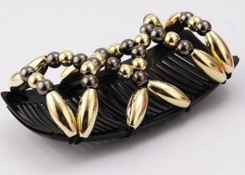 FLY31 Cross-border handcrafted beaded hair Comb is a best-selling fashion and versatile magic hair accessory for women, featuring a double-row plug comb and updo Specification image