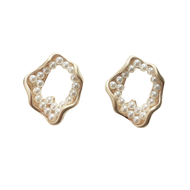 Geometric New Trend Pearl Earrings Female Network Red Temperament Advanced Sense Earrings