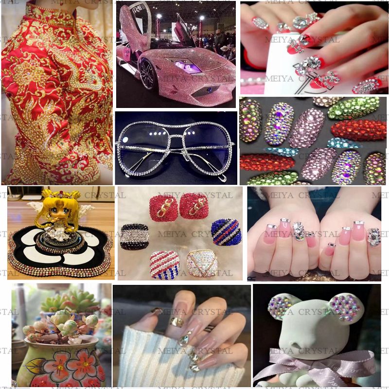 Super shiny imitation Austrian premium diamond rose red flat-bottomed nail art diamond glass ironing diamond elegant Application Scenario