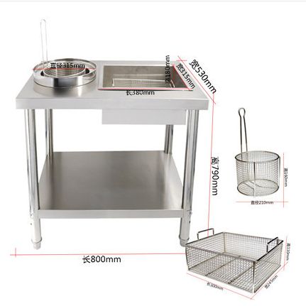Taiwan business powder table hamburger restaurant equipment thickened stainless steel coating table fried chicken shop powder wrapping machine.