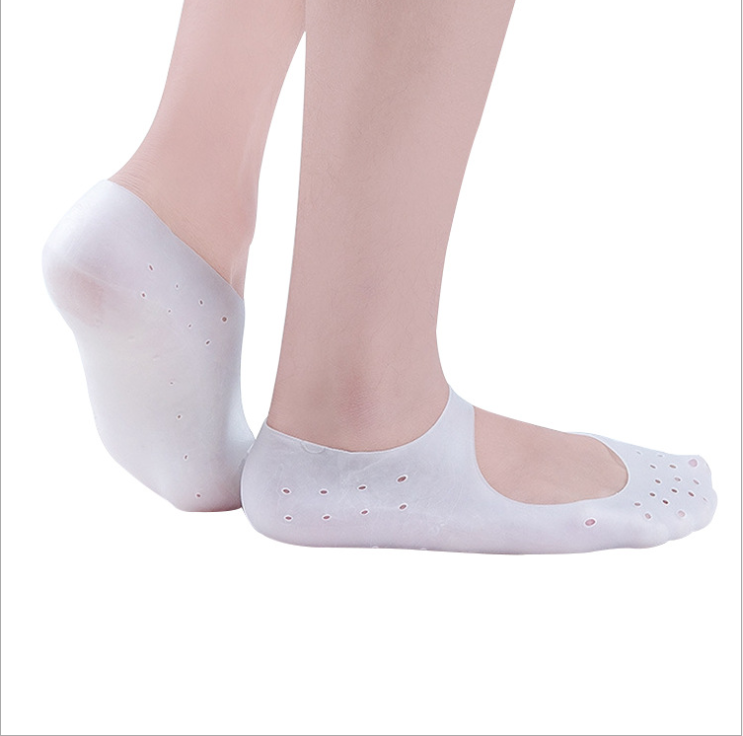 New silicone moisturizing, breathable and whitening boat socks with honeycomb foot covers, protective socks for the soles and heels, and anti-cracking silicone socks detail image 2