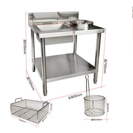Taiwan business powder table hamburger restaurant equipment thickened stainless steel coating table fried chicken shop powder wrapping machine