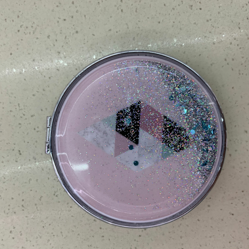 网红流沙圆形小镜子化妆镜便携随身折叠学生详情图1