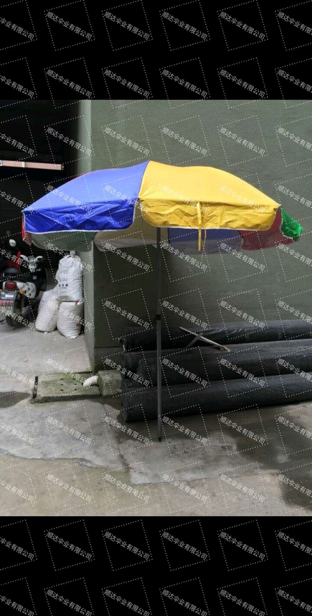 Rainbow beach umbrellas, windproof umbrellas, outdoor sun umbrellas, advertising umbrellas, sunshade umbrellas Specification image