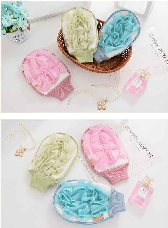 两用浴花澡巾 厂家批发加厚洗澡巾沐浴手套搓澡巾详情3