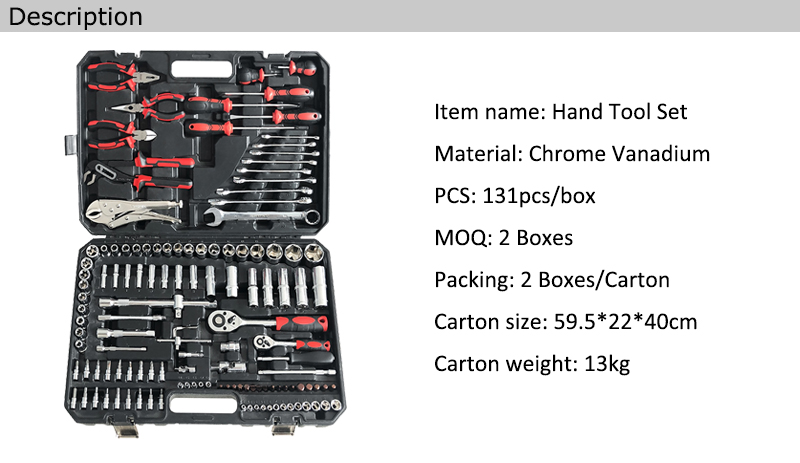 131件专业机修工具集1/2 "，1/4" 驱动器24T旋转棘轮扳手套筒详情图1