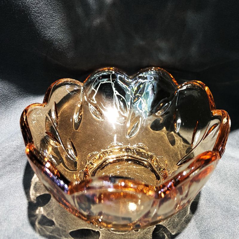 Simple salad bowl, small glass fruit plate, small salad bowl, gold electroplated color processed salad bowl