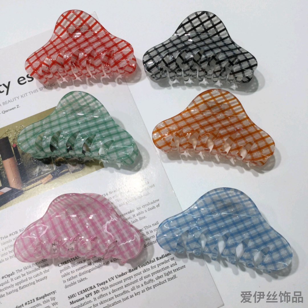 Acrylic grab clip new Korean style French temperament fashionable styling hair grab color stripe girl hair clip thumbnail