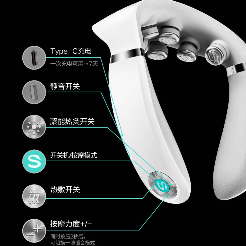 浙里 SKG 热灸推揉颈椎按摩仪 G7-1 白色 王一博定制语音款产品图