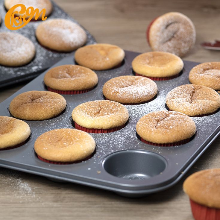Factory direct supply of carbon steel non-stick 12-cup cupcake, egg tart, muffin cup, baking tray molds