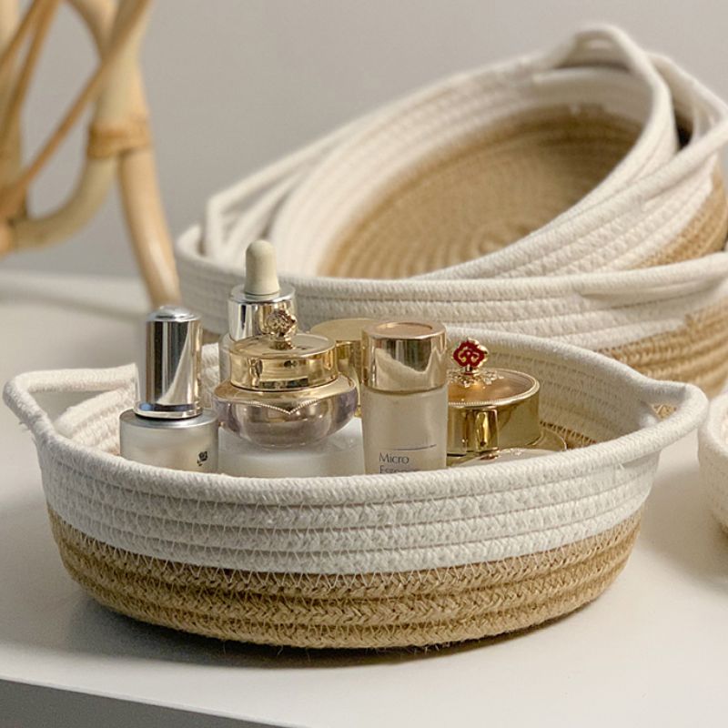 环保棉线首饰化妆品收纳棉绳桌面杂物收纳小物件钥匙遥控器整理筐