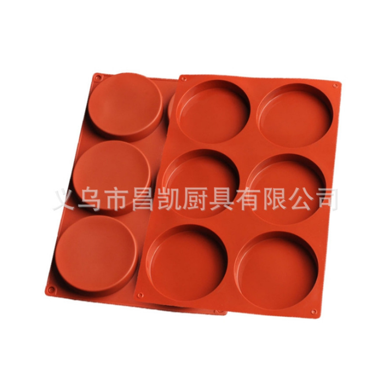 6连硅胶立体圆盘 蛋糕胚模具 巧克力圆饼 DIY 烤硅胶盘慕斯圆盘模详情图3