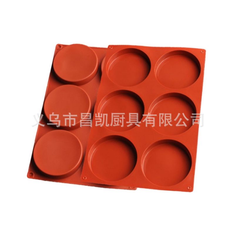 6连硅胶立体圆盘 蛋糕胚模具 巧克力圆饼 DIY 烤硅胶盘慕斯圆盘模白底实物图