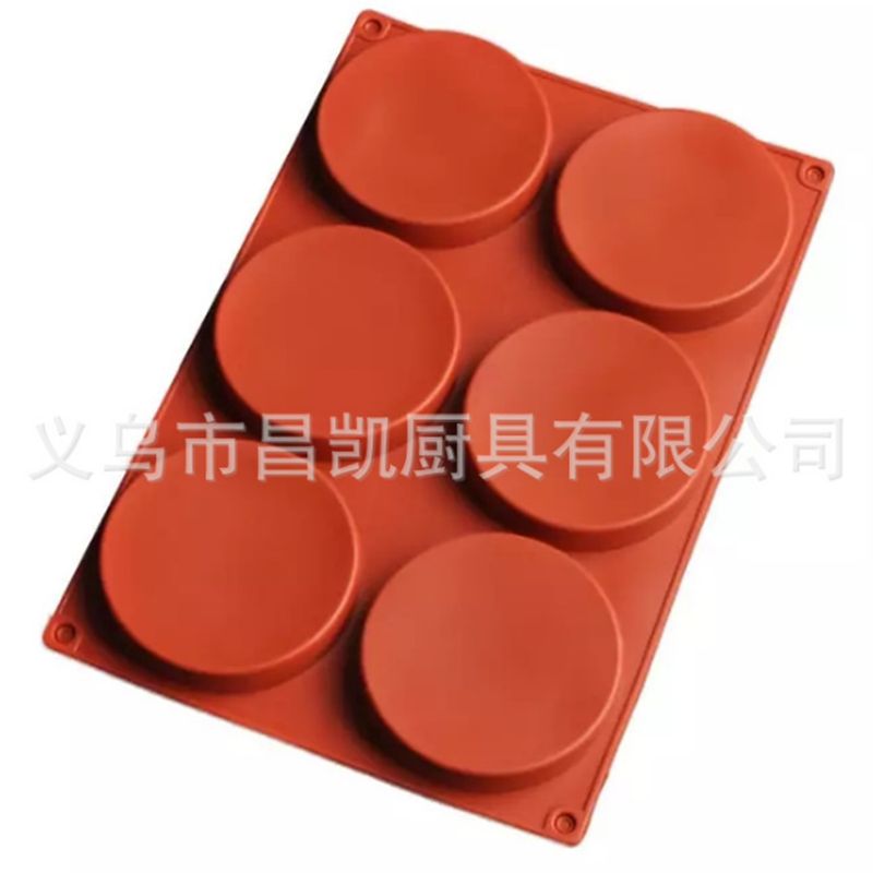 6连硅胶立体圆盘 蛋糕胚模具 巧克力圆饼 DIY 烤硅胶盘慕斯圆盘模产品图