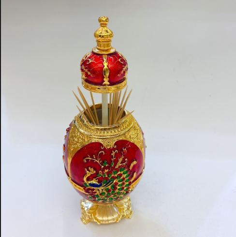 锌合金高顶牙签筒孔雀，创意礼品，金属工艺礼品，家居装饰详情图3