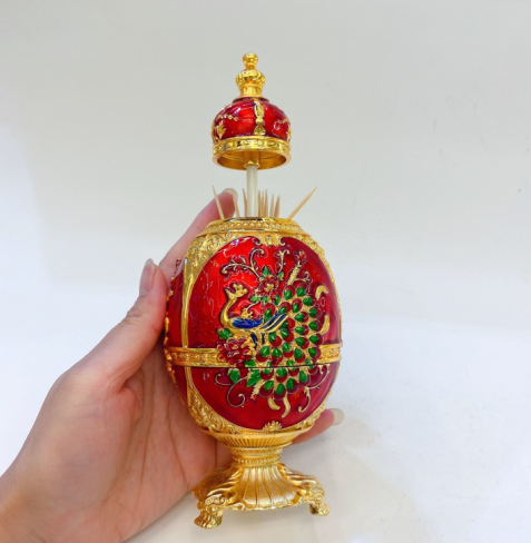 锌合金高顶牙签筒孔雀，创意礼品，金属工艺礼品，家居装饰详情图6