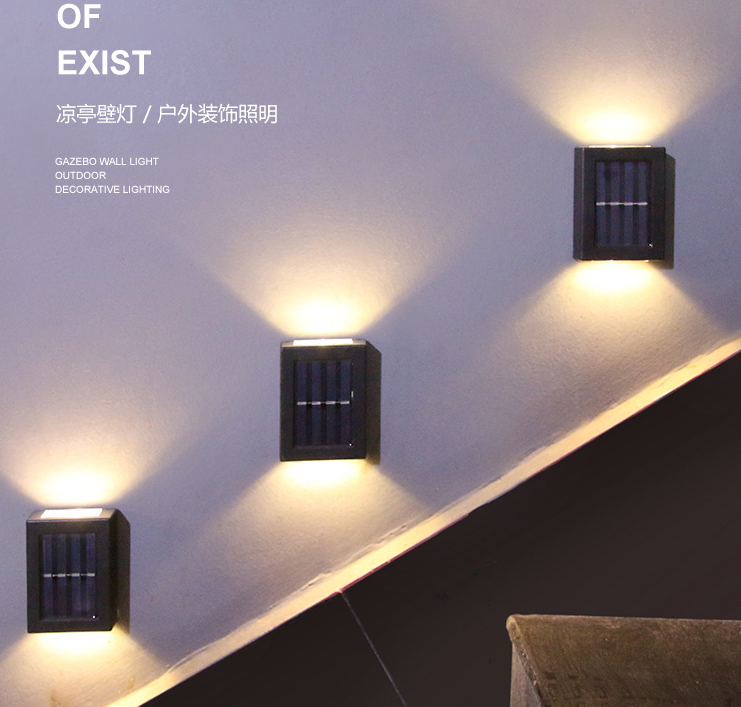 太阳能小夜灯户外花园围墙灯防水2LED射灯上下发光室外装饰庭院壁灯详情图2
