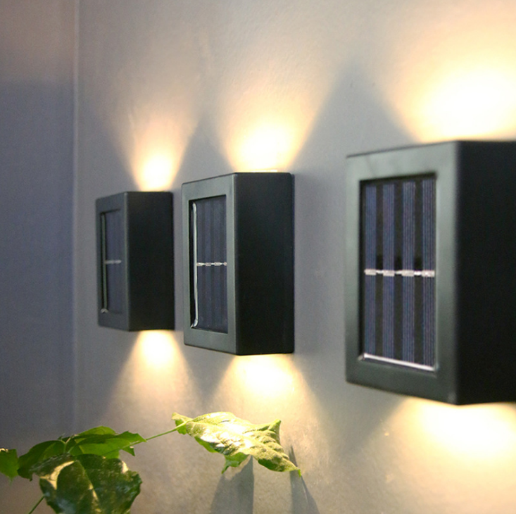 太阳能小夜灯户外花园围墙灯防水2LED射灯上下发光室外装饰庭院壁灯详情图3