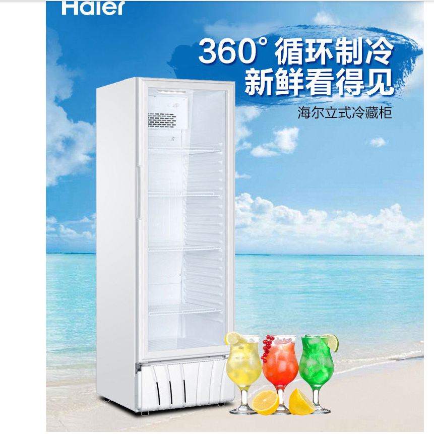 Haier SC-372 vertical display freezer, refrigerated commercial fresh-keeping freezer, beverage and cold drink cabinet detail image 1
