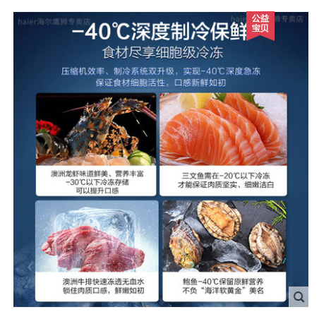 海尔BC/BD-519HEM冰柜商用大容量保鲜冷冻柜两用卧式冰箱全冷冻型详情图2