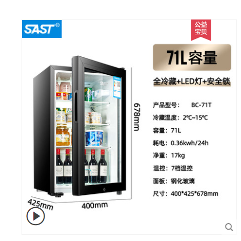 先科冰吧小冰箱冷藏柜详情图1
