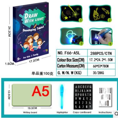 Children's luminous painting graffiti writing pad night light board