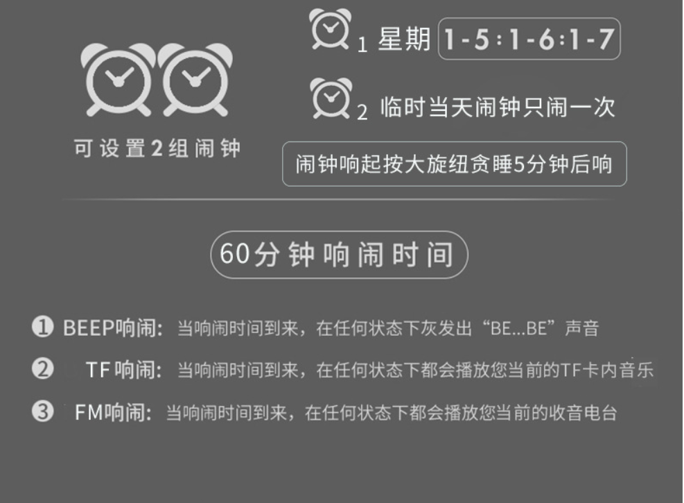 无线蓝牙镜面闹钟音箱多功能插卡桌面电脑音响收音机详情5