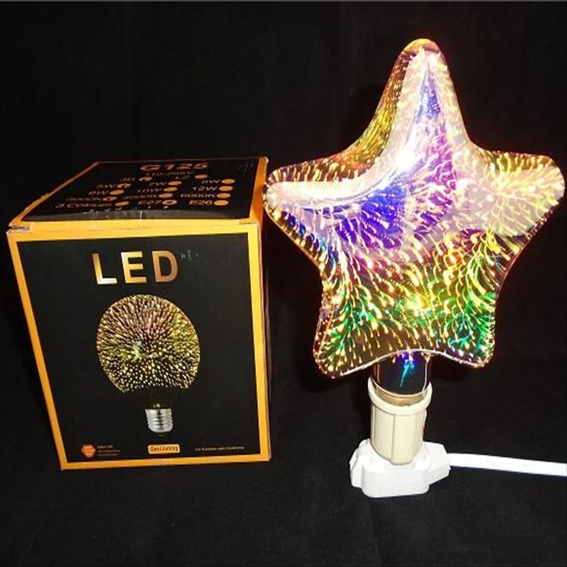 LED创意立体3D烟花灯泡 E27螺口电镀满天星七彩装饰氛围灯泡详情图3