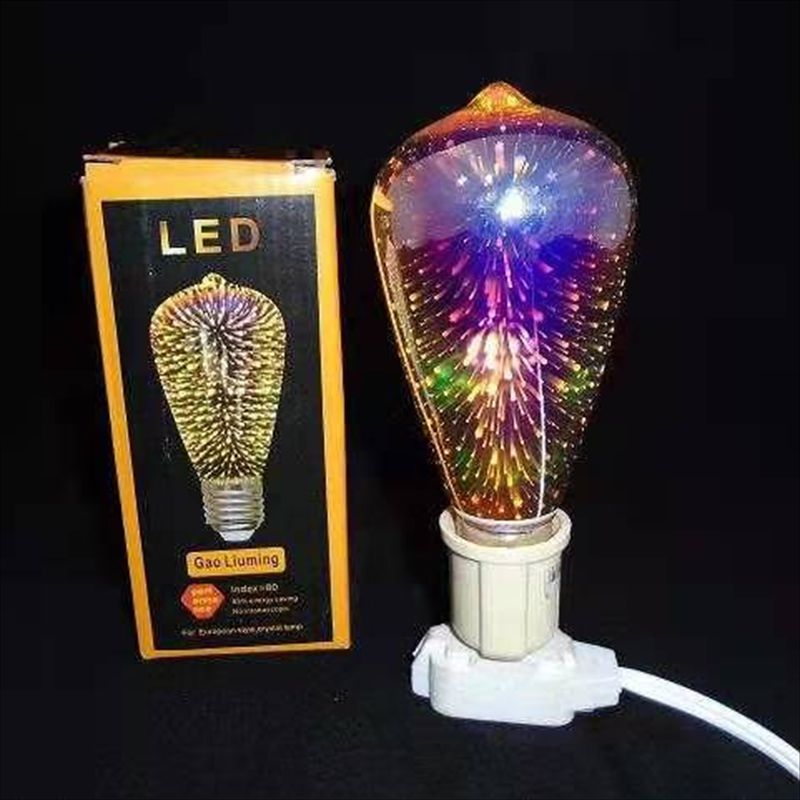 LED创意立体3D烟花灯泡 E27螺口电镀满天星七彩装饰氛围灯泡详情图1