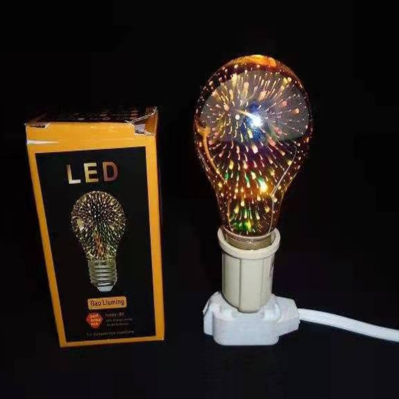 3D灯七彩LED灯泡 个性创意装饰光源立体烟花电镀灯泡E27螺口