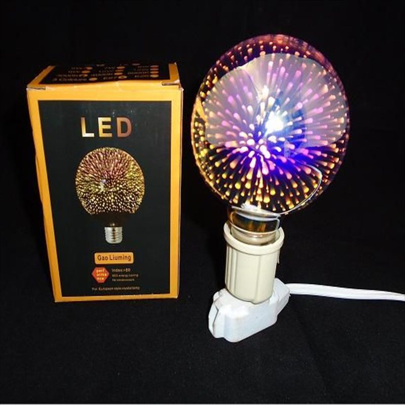 LED烟花灯泡 3D创意造型装饰灯泡E27螺口电镀满天星圆球氛围灯