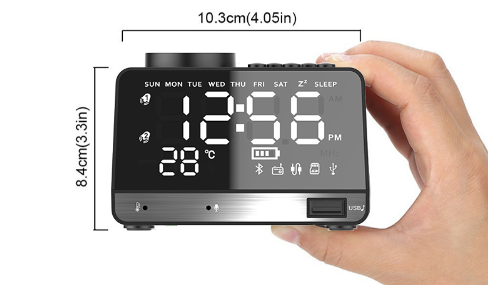 无线蓝牙镜面闹钟音箱多功能插卡桌面电脑音响收音机详情8