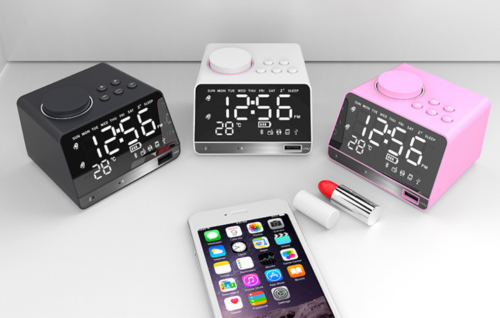 无线蓝牙镜面闹钟音箱多功能插卡桌面电脑音响收音机详情1