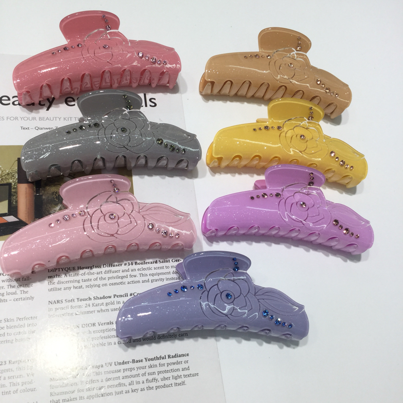 Acrylic big claw disc hairpin net red explosion exquisite noble temperament hair hair catch shallow powder diamond headwear thumbnail