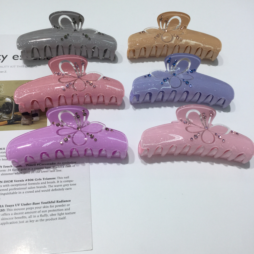 Plate hair clip Japan and South Korea version of the simple hair clip large claw light powder with diamond hair clip adult women hair accessories versatile temperament thumbnail