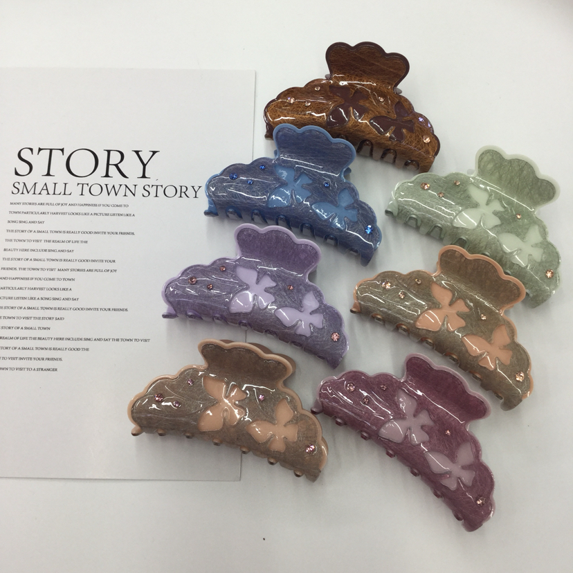 Acrylic silk wash double layer method with retro grip bath back of the head small spring and summer hair temperament grip hair thumbnail