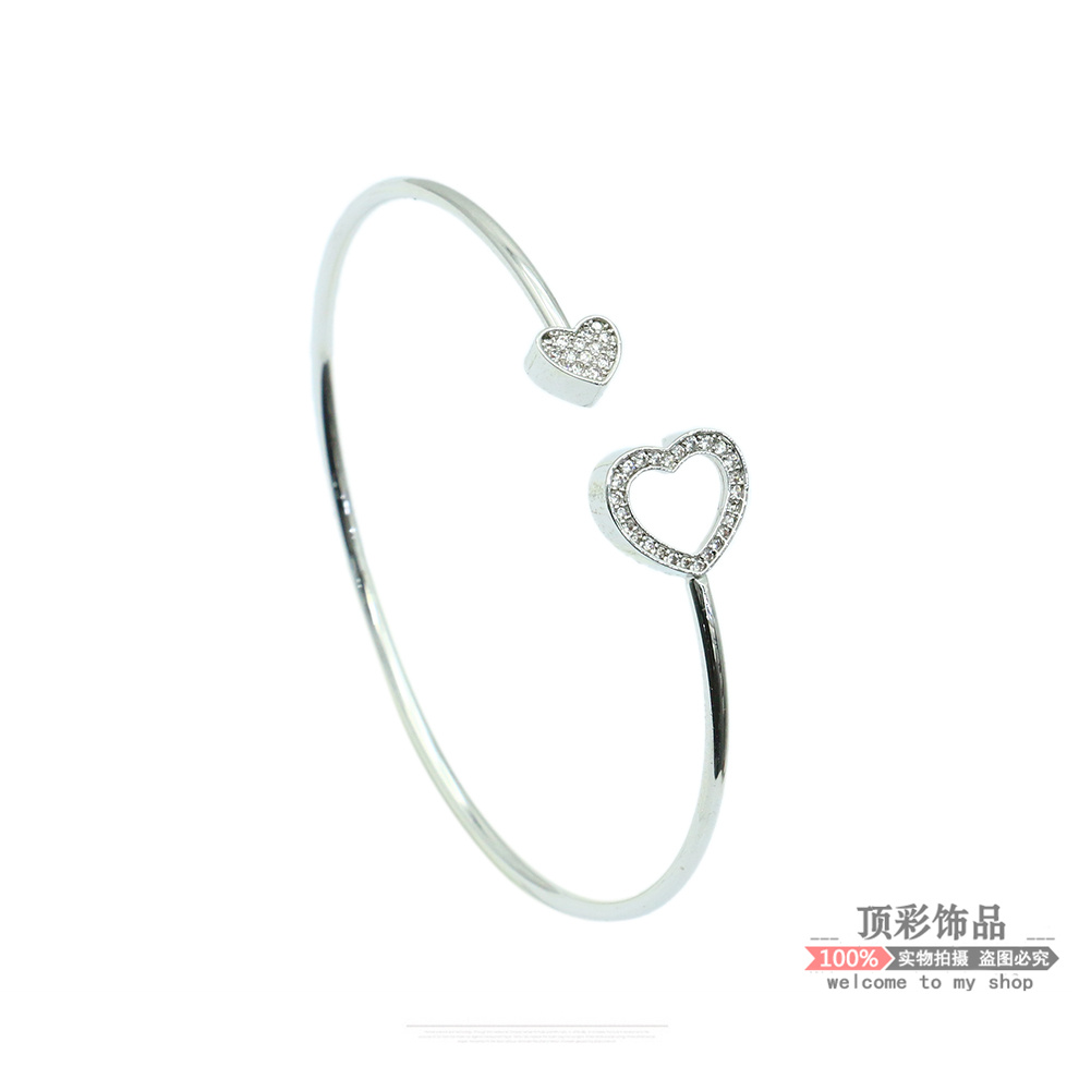 Double love jewelry micro-inlaid white stone open bracelet decorative simplicity thumbnail
