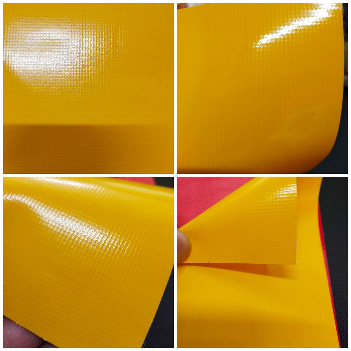 Yellow smooth PVC mesh fabric for luggage and sports and amusement products Specification image