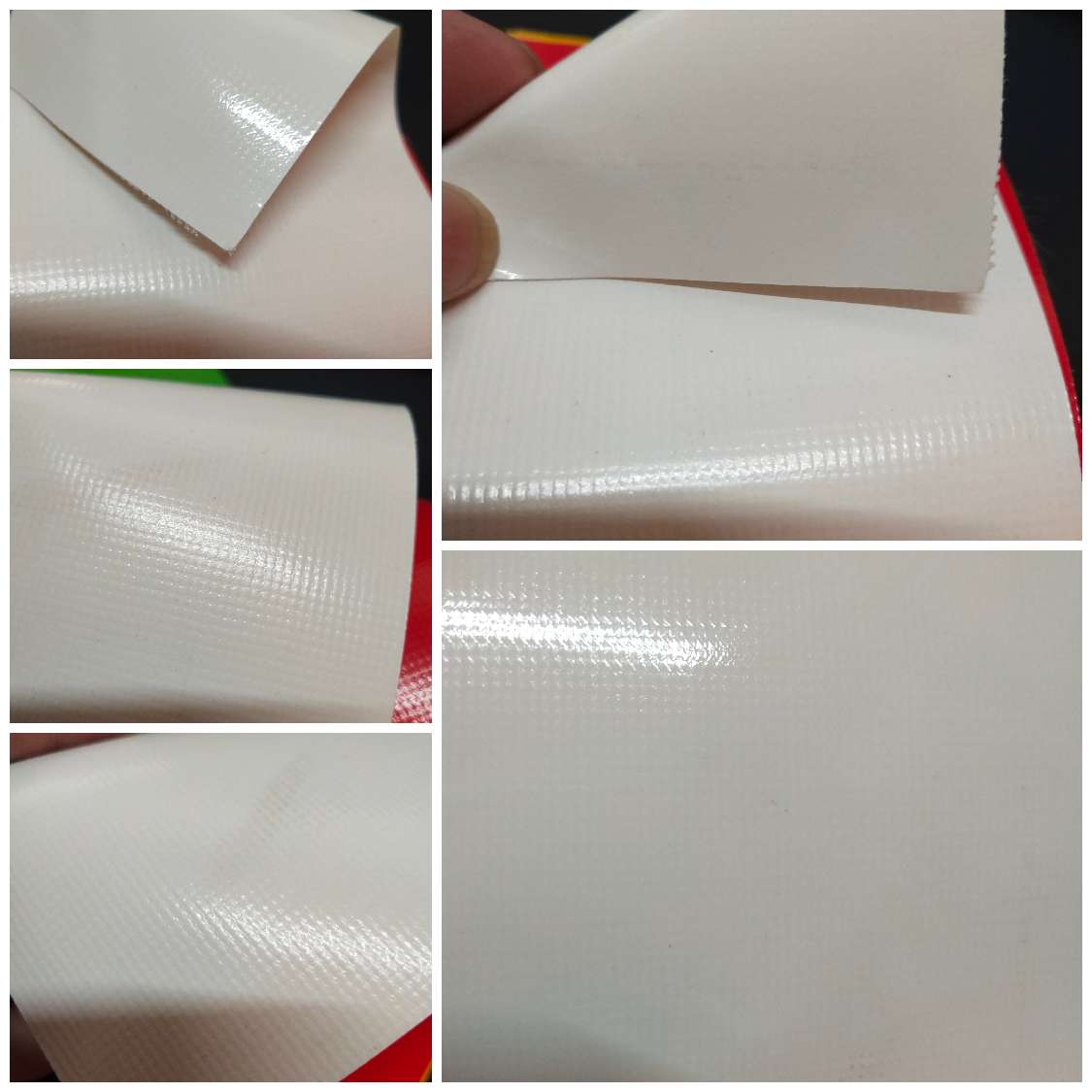 米白色光面PVC夹网布  箱包布  帐篷布   游乐设施产品专用面料详情图5
