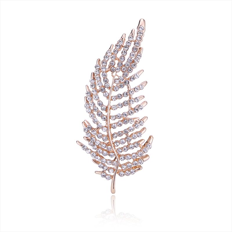 Foreign trade hot fashion atmospheric rhine-diamond leaf brooch