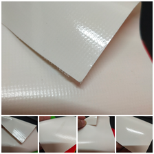 米白色光面PVC夹网布  箱包布  帐篷布   游乐设施产品专用面料
