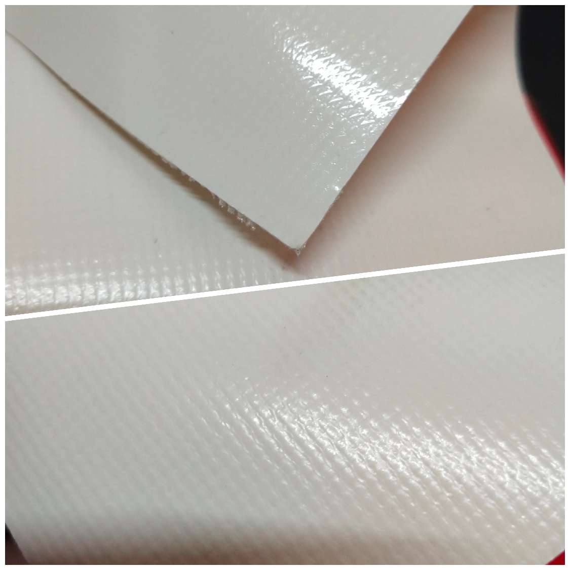 米白色光面PVC夹网布  箱包布  帐篷布   游乐设施产品专用面料详情图4