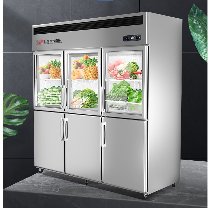 Yindu commercial six-door refrigerator and dual-temperature refrigerator display cabinet