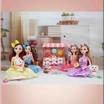 3D Real Eye Barbie doll + pet dog + dessert + fruits and vegetables multi-mixed J