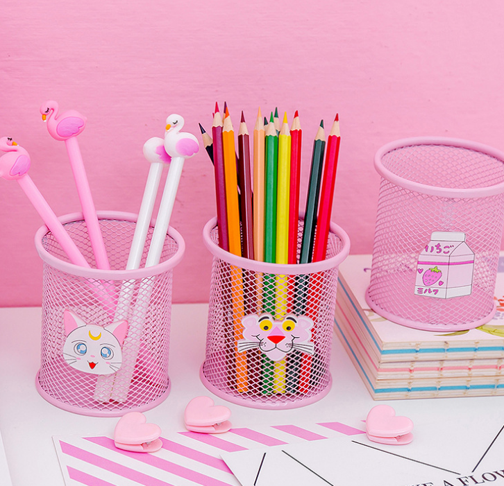 Creative cartoon desktop circular storage box for miscellaneous stationery detail image 1