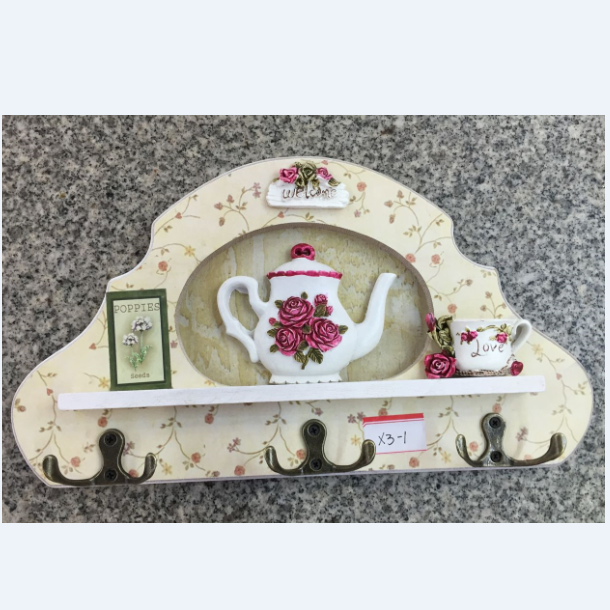 玫瑰花壁挂玄关衣帽架钥匙挂钩创意木质挂衣架墙面装饰详情图1